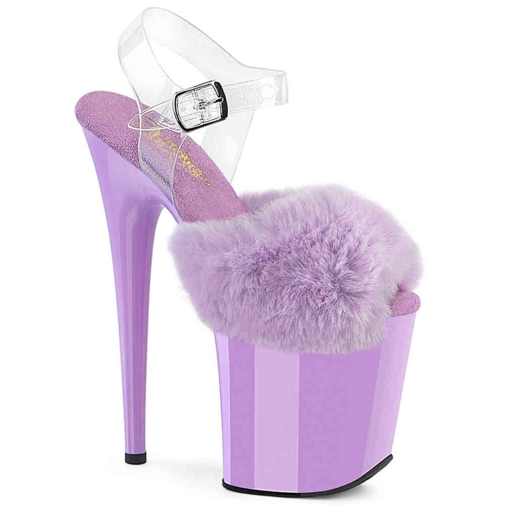 Pleaser - FLAMINGO-808FUR Sandaal met enkelband, Paaldans schoenen - Paars